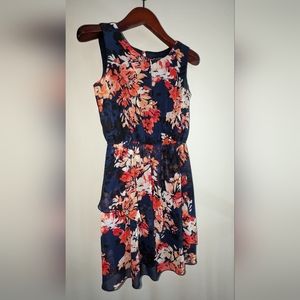 Blue Floral Work Dress Size 8